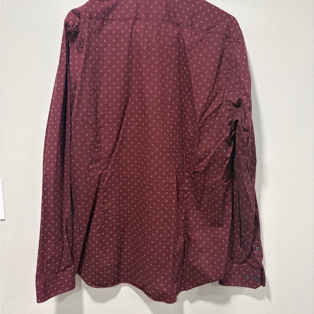 Express Men's Maroon Geometric Button-Down Shirt - image 2